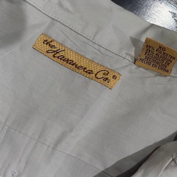 Havanera Co Mens Gray Guayabera Short Sleeve Shirt Size XL Cuban Vacation Beach - Picture 3 of 5